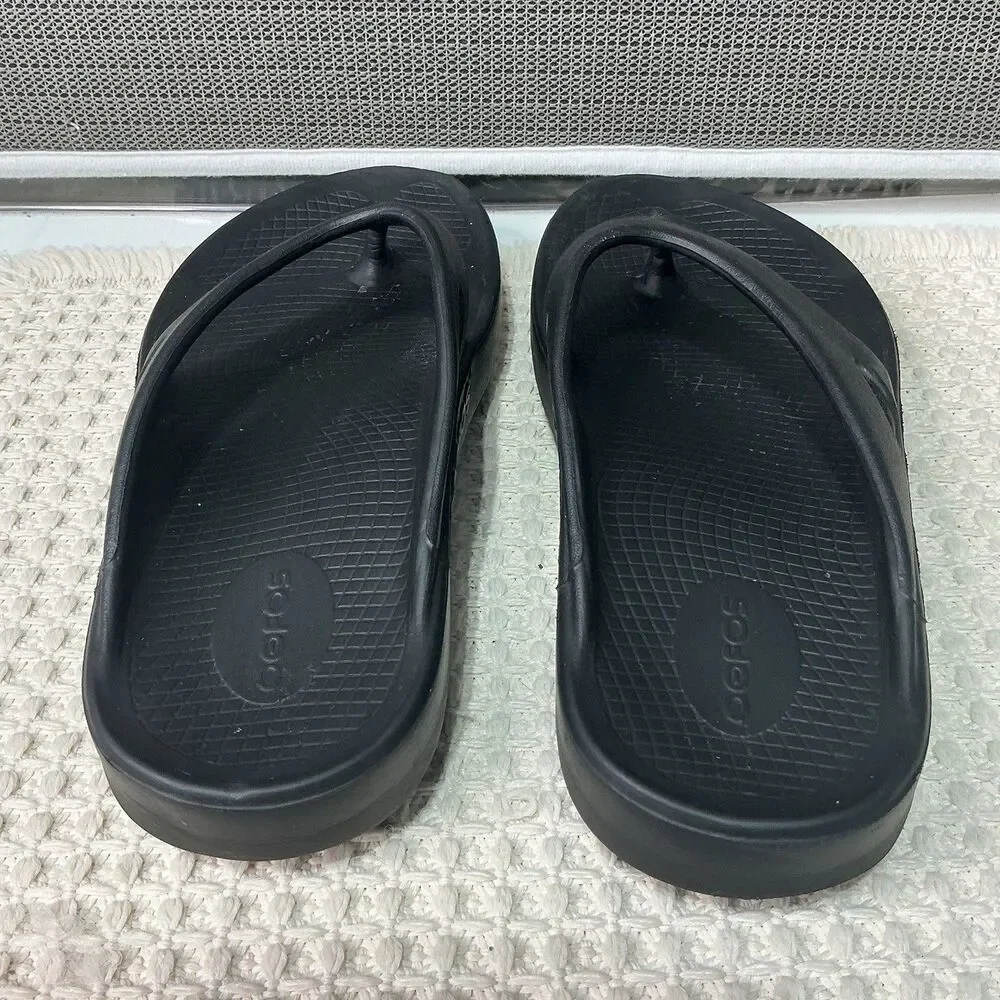 Oofos Ooahh Sport Flip Flops Mens 8 Black Recovery Sandals EU 41